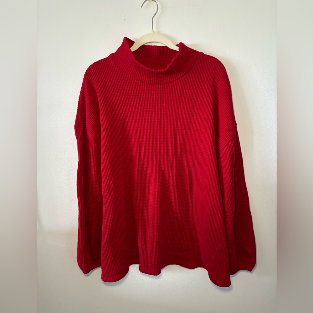 Ava & Viv Mock Neck Waffle Knit Sweater